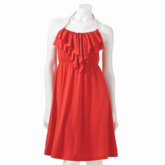 Ruffle Rope Halter Dress - Picture 1 of 6